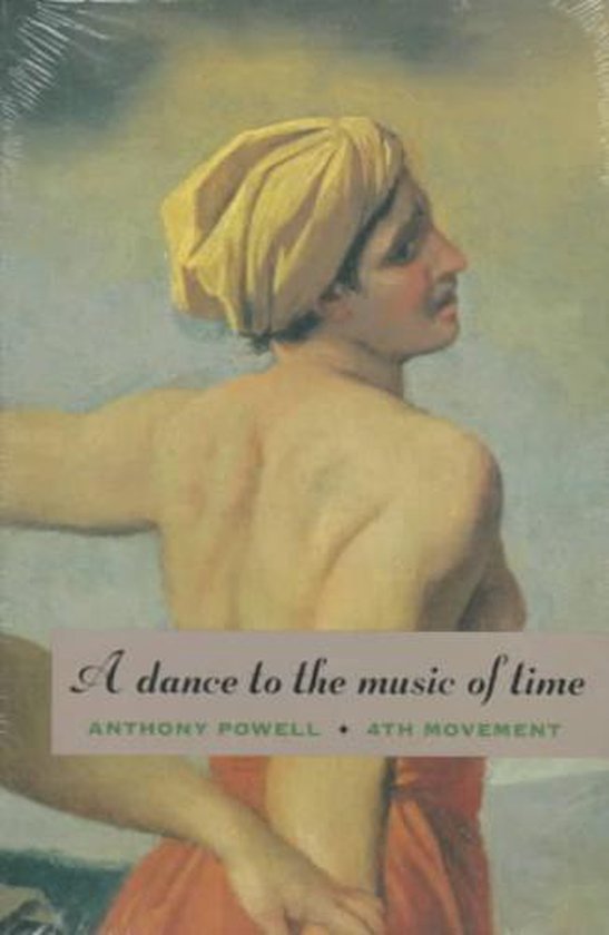 Een gebroken schilderij van een man met een gele tulband. De tekst "A dance to the music of time" staat op de voorkant.