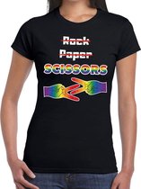 Gaypride Rock Paper Scissors t-shirt zwart dames XS