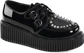 Creeper-108 with spikes heart detail patent black - (EU 37 = US 7) - Demonia