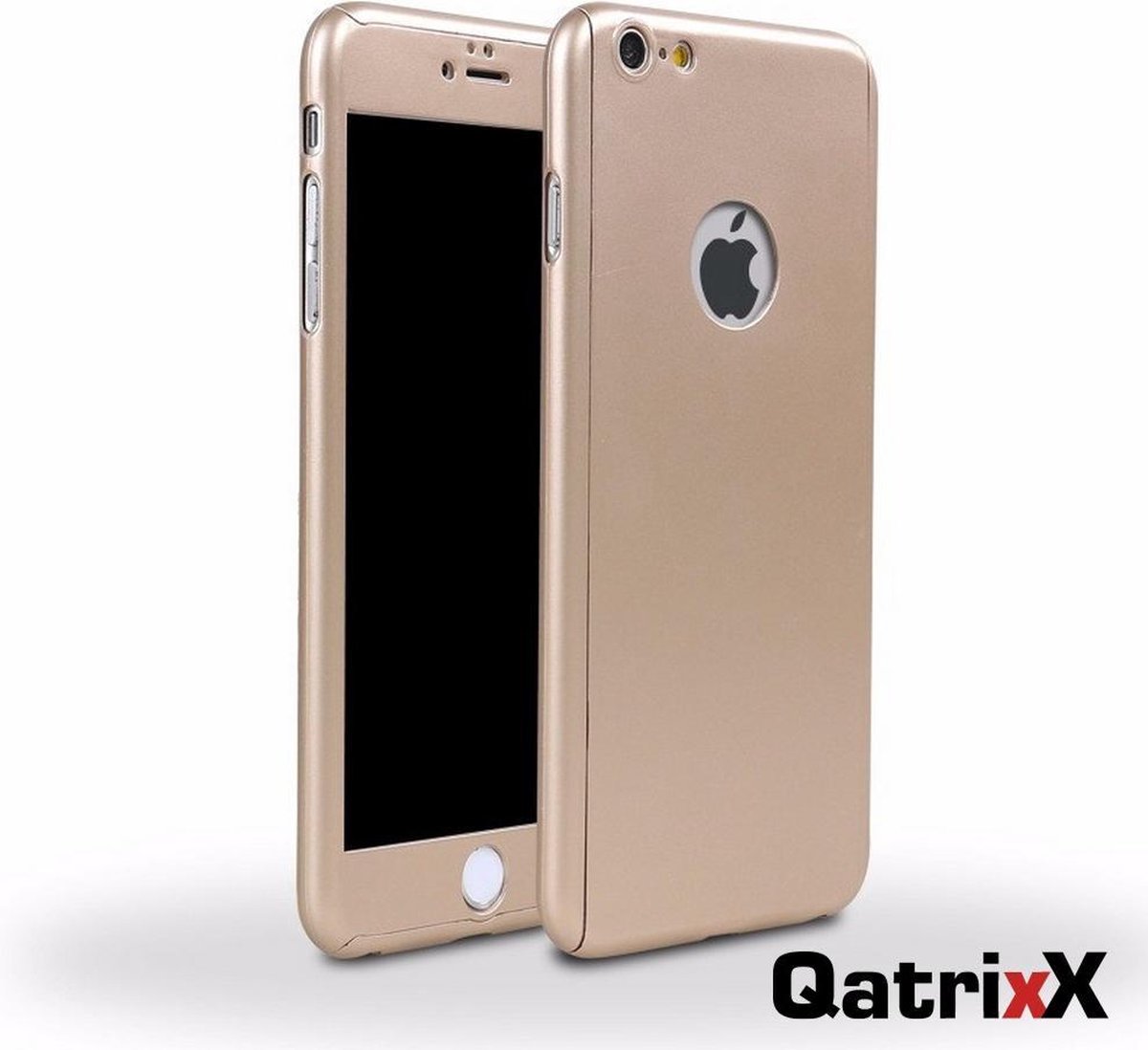 Full Body Slim Fit 360 graden Lichtgewicht Case hoesje Goud met ingebouwde glazen screenprotector voor Apple iPhone 7 Plus