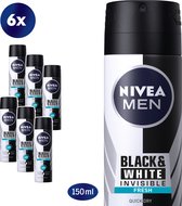 NIVEA MEN Invisible for Black & White Fresh - 6 x 150ml - Value pack - Déodorant Spray