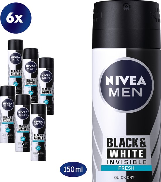 NIVEA MEN Invisible for Black & White Fresh - 6 x 150ml