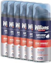 Williams - Mousse à raser - Peau Sensible - Pack économique 6 x 200 ml