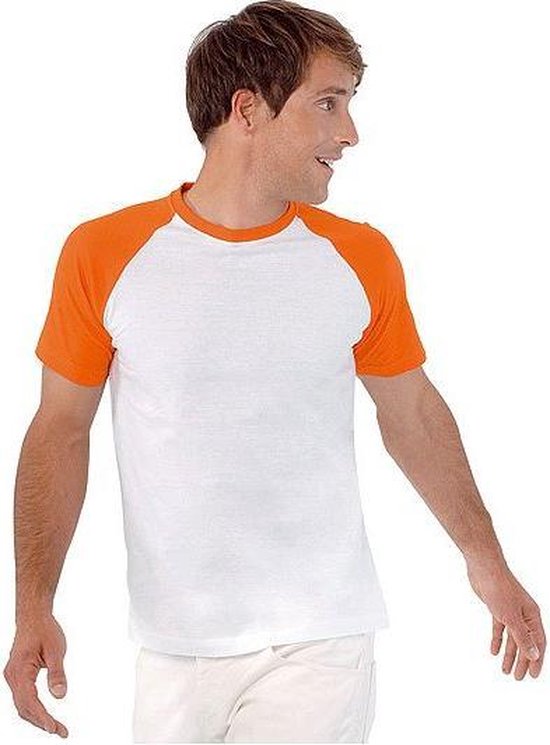 Heren baseball t-shirt oranje 2xl