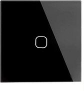 Wand schakelaar Touch  1x zwart  86mm  1 gehard glas paneel muur Switch lichte aanraking AC 90-250 v 400W 2A 1x 1 weg