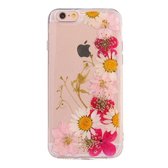 For iPhone 6 & 6s Epoxy Dripping Pressed Real Dried Flower Soft Transparent TPU beschermings hoesje