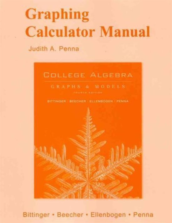 Graphing Calculator Manual 9780321529084 Judith A. Penna Boeken