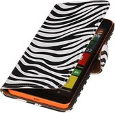 Microsoft Lumia 640 XL Zebra Booktype Wallet Hoesje Wit - Cover Case Hoes