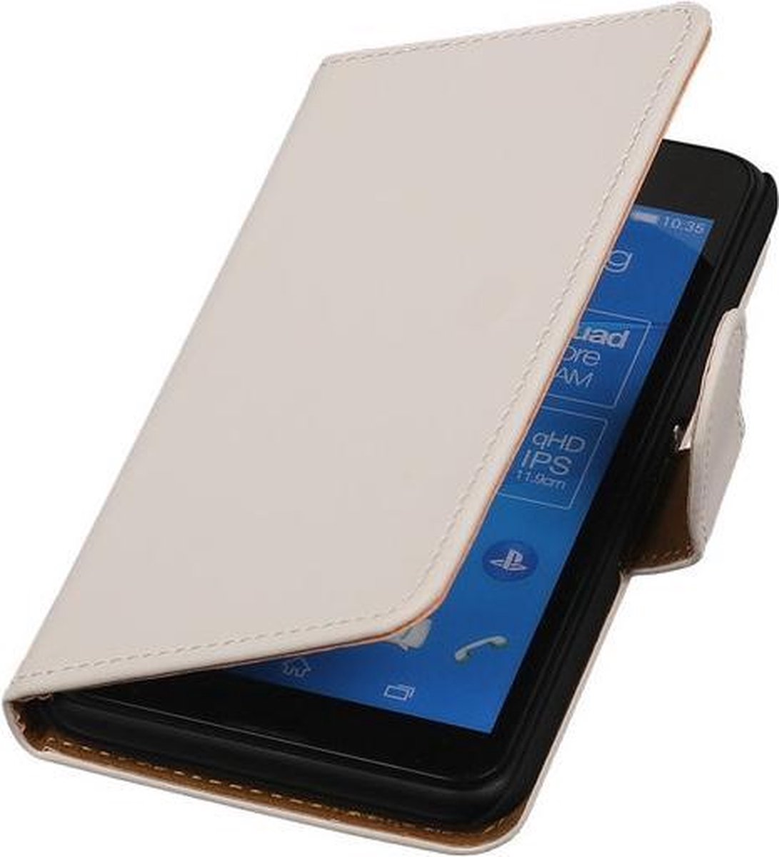 Sony Xperia E4g - Effen Wit Hoesje - Book Case Wallet Cover Hoes