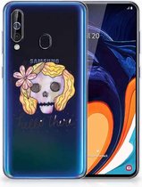 Geschikt voor Samsung Galaxy A60 Silicone Back Case Boho Skull