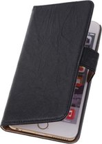 Zwart Apple iPhone 6 Plus Echt Lederen Wallet Cover