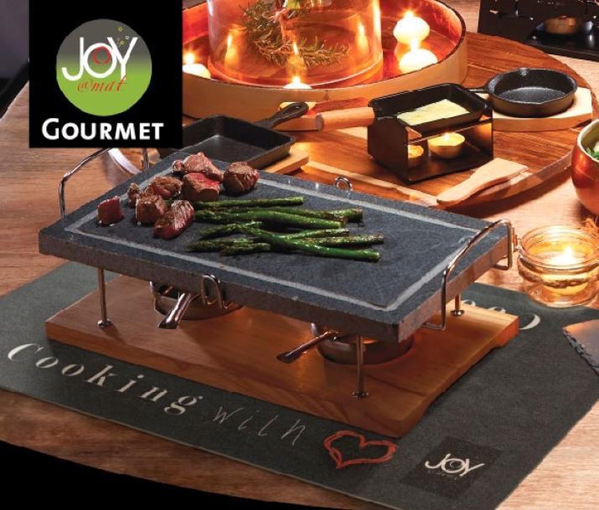 brandstof Keel opblijven Joy@mat - Gourmet mat - BBQ- Fondue - Teppanyaki Mat - Cooking with Love -  50cm x 70cm | bol.com
