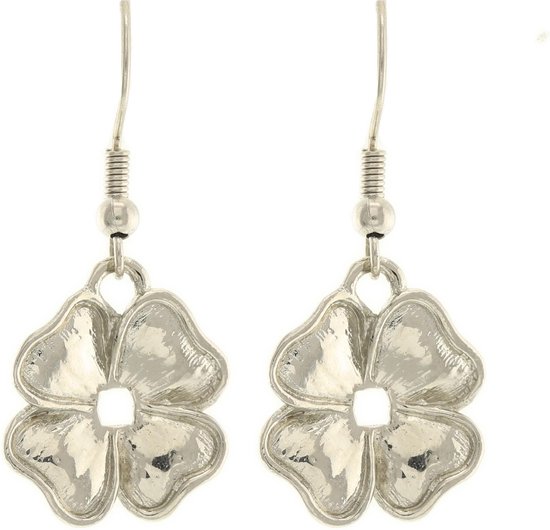Behave® Oorbellen zilver-kleur hangers bloem 3 cm | bol.com