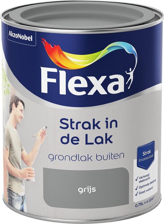 Stressvol Behoort Overjas Flexa Strak In De Lak - Grondlak Buiten - Grijs - 750 ml | bol.com