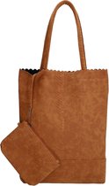 Beagles schoudertas-shopper croco cognac