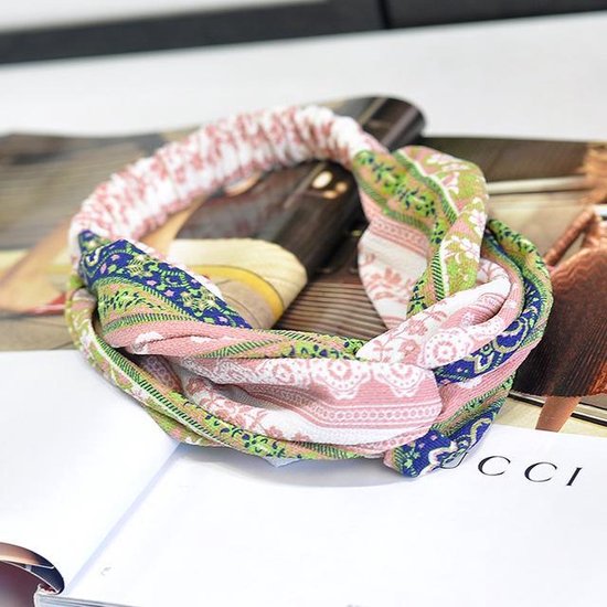 Haarband Print | Bloem Roze - Groen - Blauw | Elastische Bandana | Fashion  Favorite | bol.com