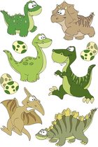 27x Dinosaurus met wiebeloogjes dieren 3D stickers - kinderstickers - stickervellen - knutselspullen