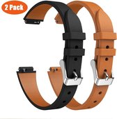 2 Pack  PU Lederen Armband Fitbit Inspire - Bruin / Zwart