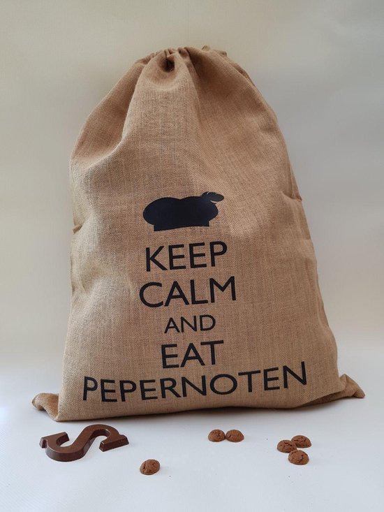Parameters Arbitrage Rook Sinterklaas jute zak voor cadeautjes met de tekst "Keep calm and eat  pepernoten" | bol.com
