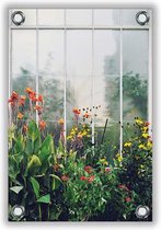 Tuinposter Bloemen voor het Raam 40x60cm- Foto op Tuinposter (wanddecoratie voor buiten en binnen)