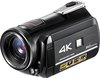 Zwarte camcorder met 4K lens, IR-sensor, en op de behuizing '4K INFRARED NIGHT VISION 24.0 MEGAPIXEL'.
