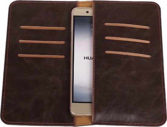 Mocca Pull-up Large Pu portemonnee wallet voor Huawei Ascend G750