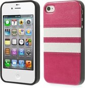 Crazy horse softcase met pu leer bedekt voor iphone 4/4s - roze
