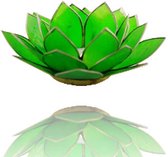 Lotus sfeerlicht groen 4e chakra zilverrand - 13.5 - Schelp - Groen - Zilverkleurig