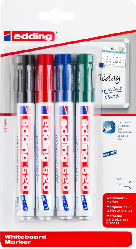 Edding 360 Whiteboard Markers 10-Pack - 1.5-3mm Round Tip Erasable Board Markers Black