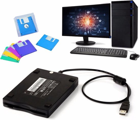 USB Floppy Disk Drive - 3.5 Inch Diskette - Extern Diskettestation - Zwart  | bol.com