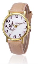 Hidzo Horloge Coffee House ø 37 mm - Creme - In horlogedoosje