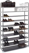 MaxxHome Metalen schoenenrek - 10 niveaus - 50 paar schoenen - Schoenenkast - Zwart