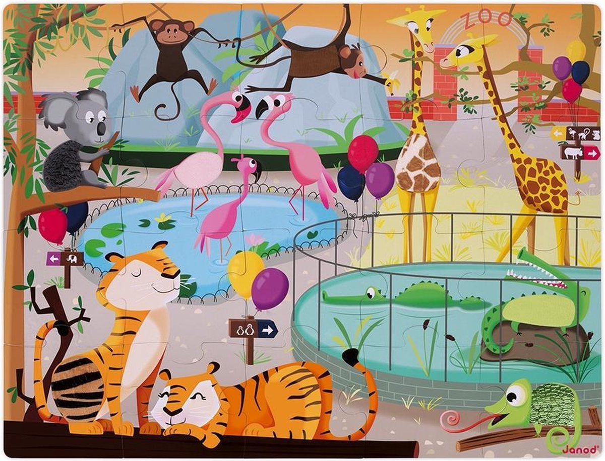 Janod - Voelpuzzel - Een dag in de dierentuin - 20 Grote stuks — afbeelding 9