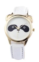 Hidzo Horloge Panda ø 37 mm - Wit/Wit - Kunstleer