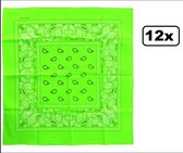 12x Bandana /zakdoek Fluor groen 53 x 53 cm.