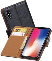 Zakelijke Book Case Telefoonhoesje Geschikt voor de iPhone X - Portemonnee Hoesje - Pasjeshouder Wallet Case - Zwart