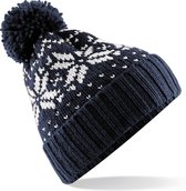 Beechfield Fair Isle Snowstar Beanie French Navy/White