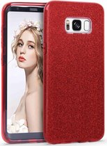 HB Hoesje Geschikt voor Samsung Galaxy S8 Plus - Glitter Back Cover - Rood