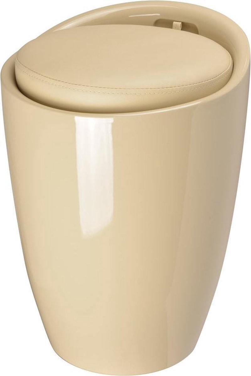 Badkamer krukje, wasmand / poef creme / zand