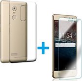Lenovo K6 Ultra Dunne TPU silicone case hoesje Met Tempered glass Screen Protector Set