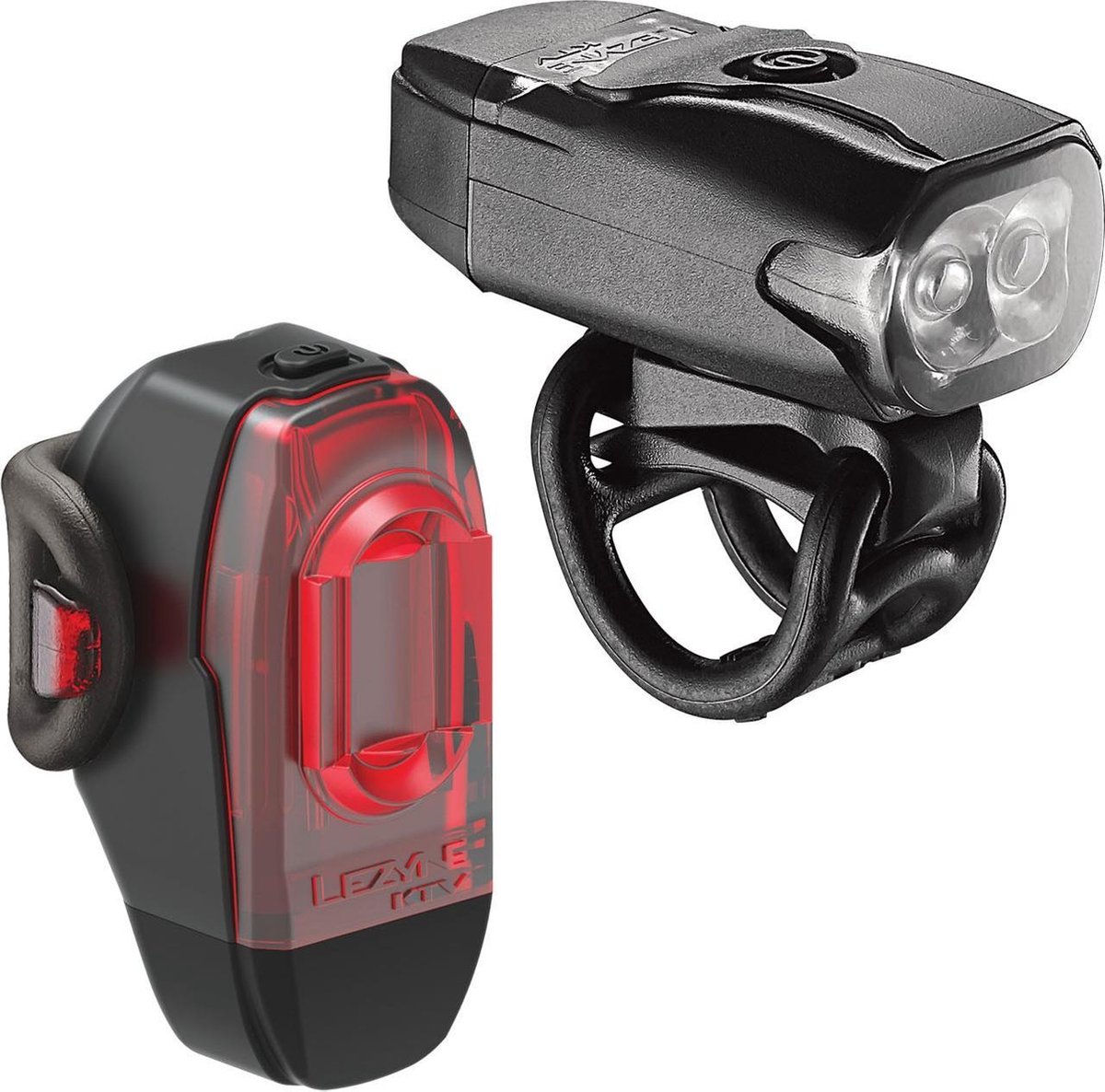 Lezyne KTV Drive Pair - Oplaadbare LED fietslampen - 5 standen - Voor 200 Lumen - Achter 10 Lumen - Waterdicht - Accu 20 uur - Zwart