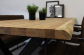 Massief eiken tafel Oak 200 * 100 boomstam rand X poot