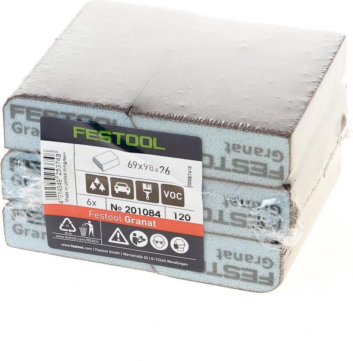 Festool GRANAT 69x98x26 120 CO GR/6 Schuurblok - K120 (6st) - Festool