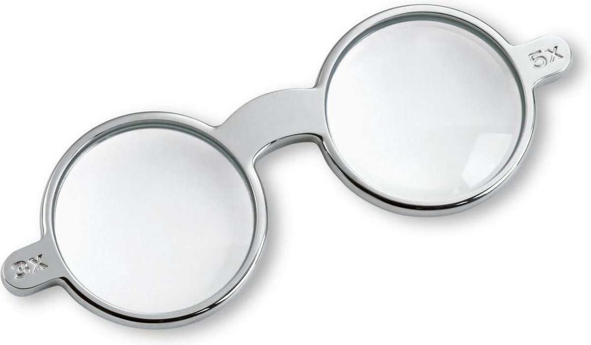 Philippi Design Vergrootglas Loep GLASSES - Metaal - Vergroting 3x en 5x - Vernikkeld