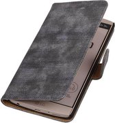 Lizard Bookstyle Wallet Case Hoesjes voor LG V10 Grijs