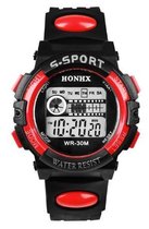 HONHX S Sport - Horloge - Kunststof - 44 mm - Zwart/Rood