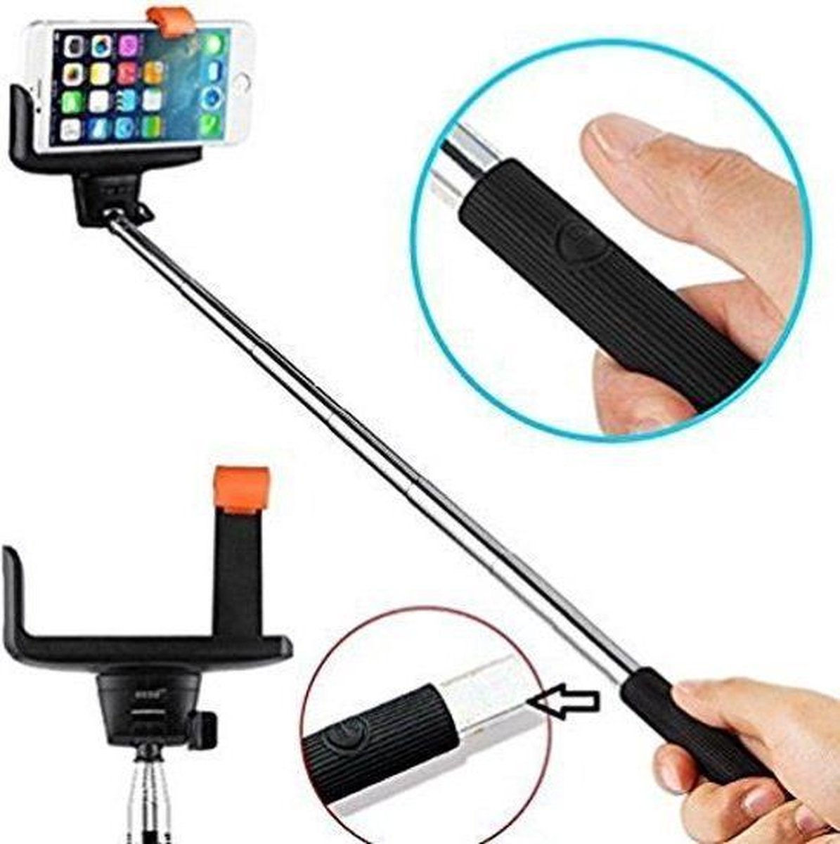 Selfie Stick Zelfportret Uitschuifbare Monopod met draadloze Bluetooth Remote Shutter
