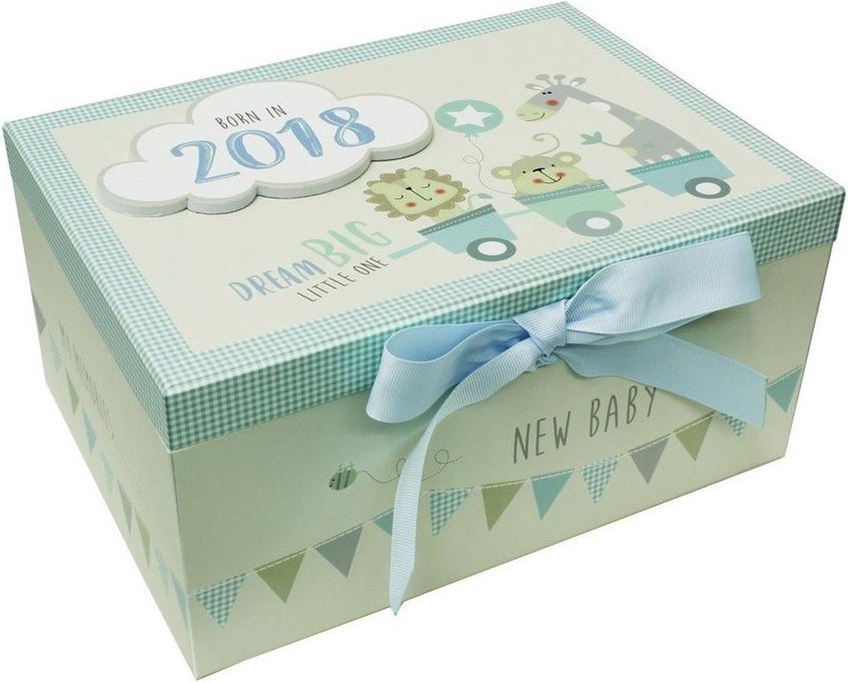 Goedkoopste Geboortegeschenk Keepsake - giftbox / Genschenkdoos Born in 2018 met fotokader en album