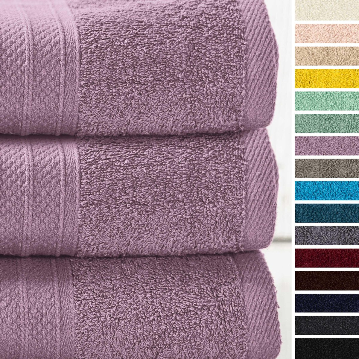 Lumaland - Handdoeken - Set van 3 badhanddoeken - 70 x 140 cm - Lavendel