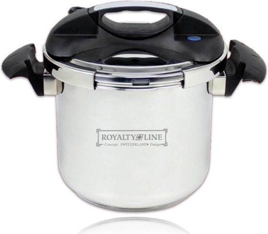 Royalty Line Snelkookpan - 8 Liter - Voor Alle Warmtebronnen - Pressure Cooker - RVS - Inductie - Instant koken - Eenhandig Mechanisme - Zilver